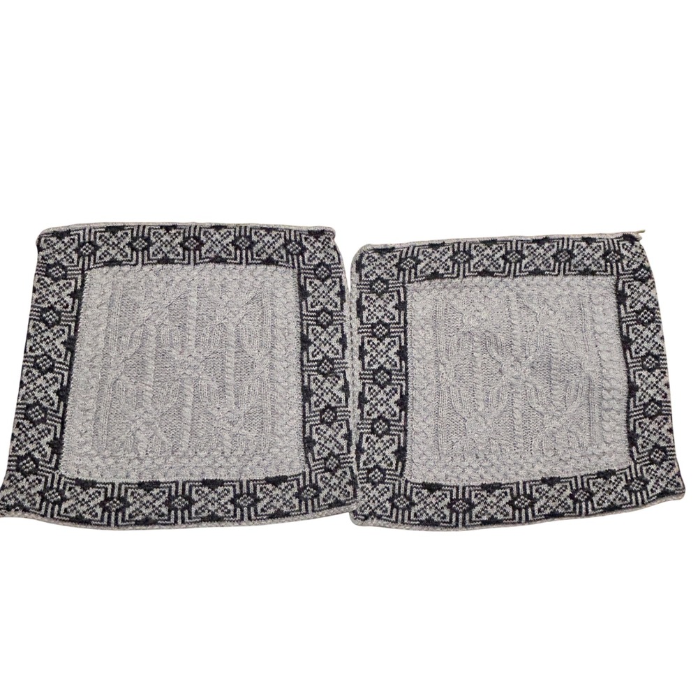 Aran Crafts Ireland 2 Merino Wool‎ Cable Knit Zippered Pillowcases cushion cover